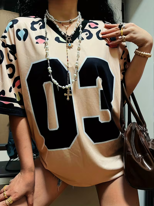 Women's Printed V-Neck T-Shirt