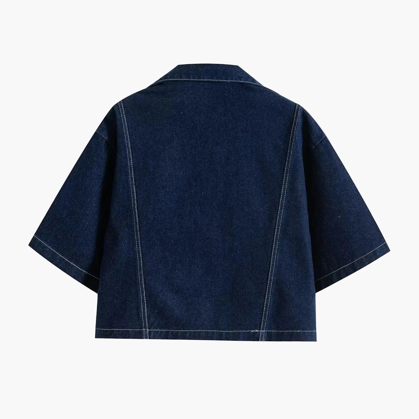 Women Denim Two Piece Set with Cropped Top and Mini Skort