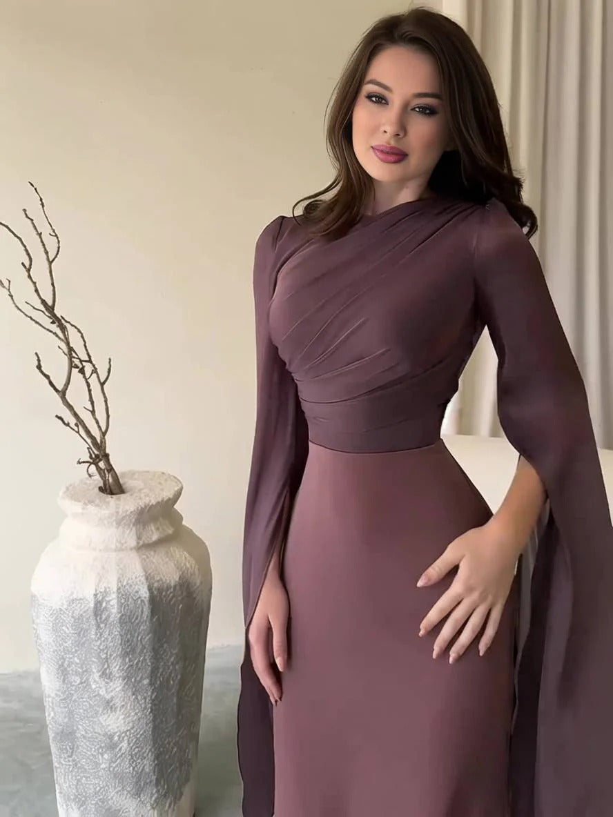 Women’s Long Sleeve Cape Maxi Dress