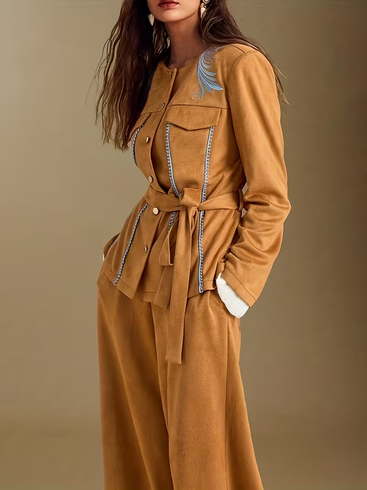 Women's Jacket and Wide-Leg Pants Set