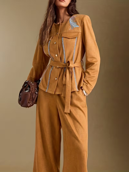 Women's Jacket and Wide-Leg Pants Set