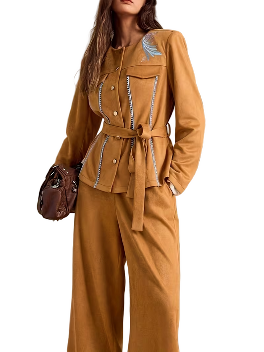 Women's Jacket and Wide-Leg Pants Set