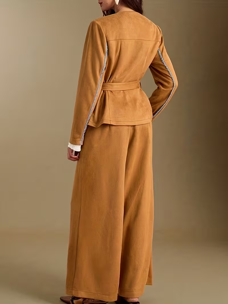 Women's Jacket and Wide-Leg Pants Set