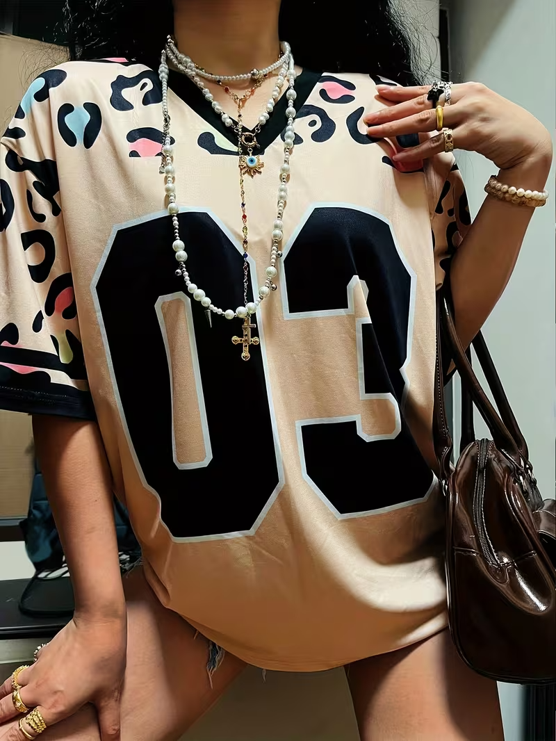 Women's Printed V-Neck T-Shirt