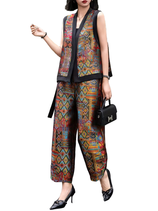 Women’s Sleeveless Vest and Wide-Leg Pants Set