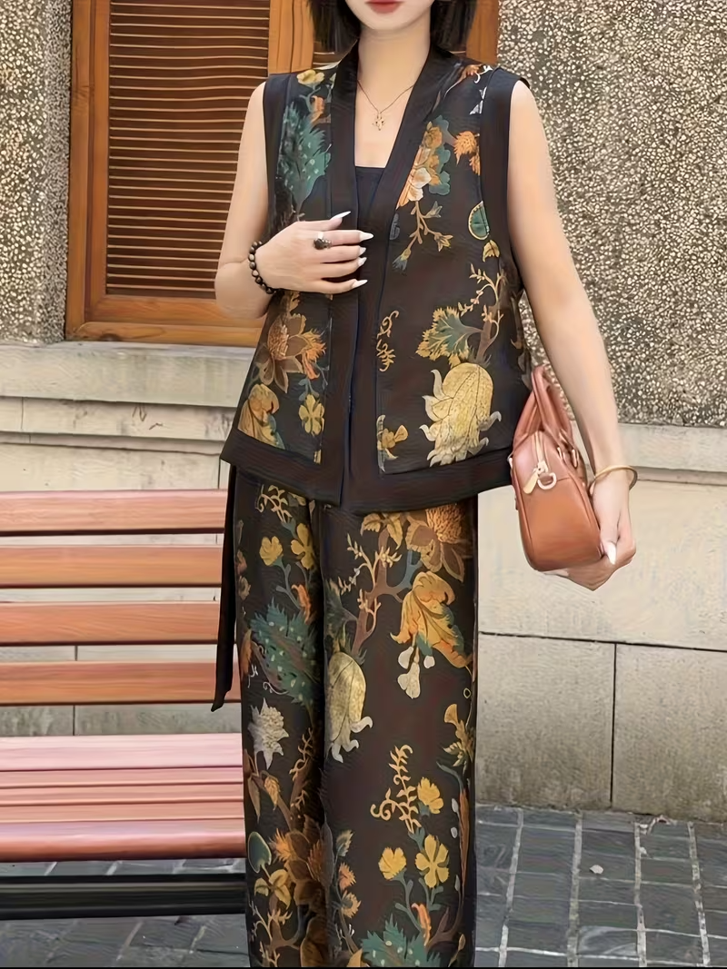 Women’s Sleeveless Vest and Wide-Leg Pants Set