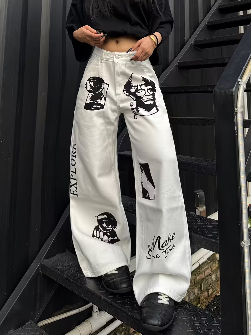 Women’s Wide-Leg Graphic Pants