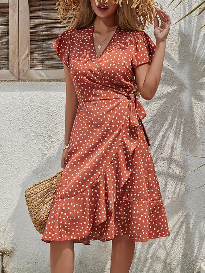 Women’s Midi Wrap Dress Polka Dot