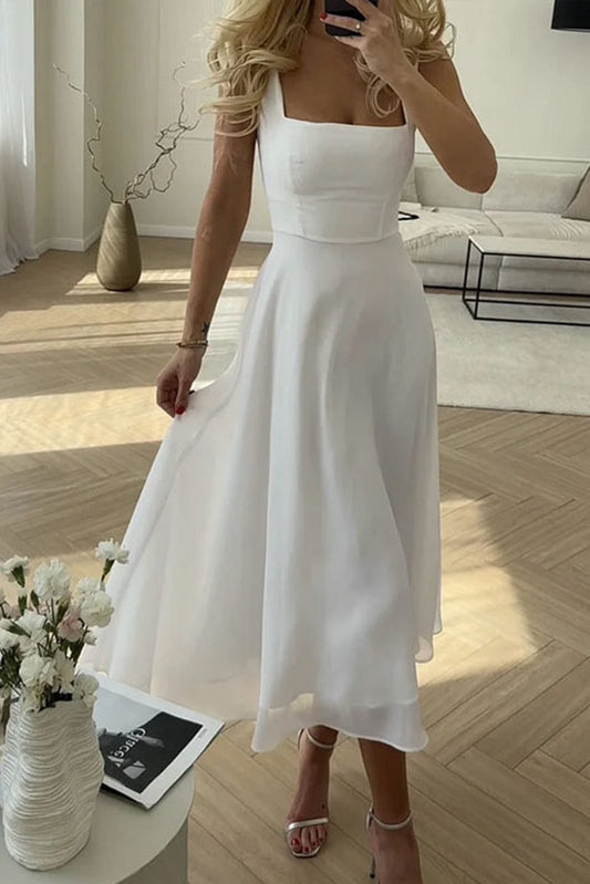Women’s A-Line Midi Dress with Square Neck