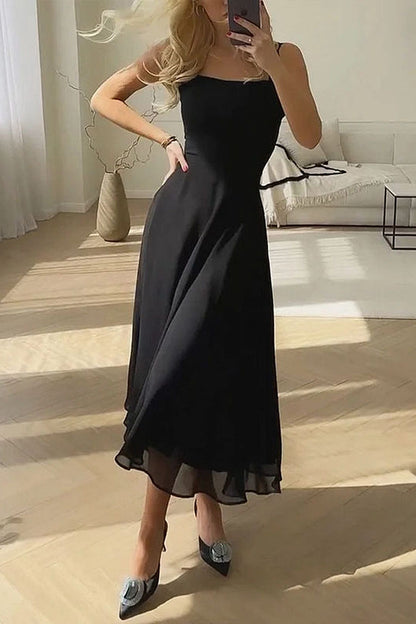 Women’s A-Line Midi Dress with Square Neck