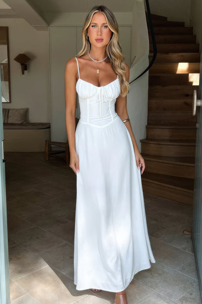 Women Sleeveless Maxi Dress with Ruched Front Detail