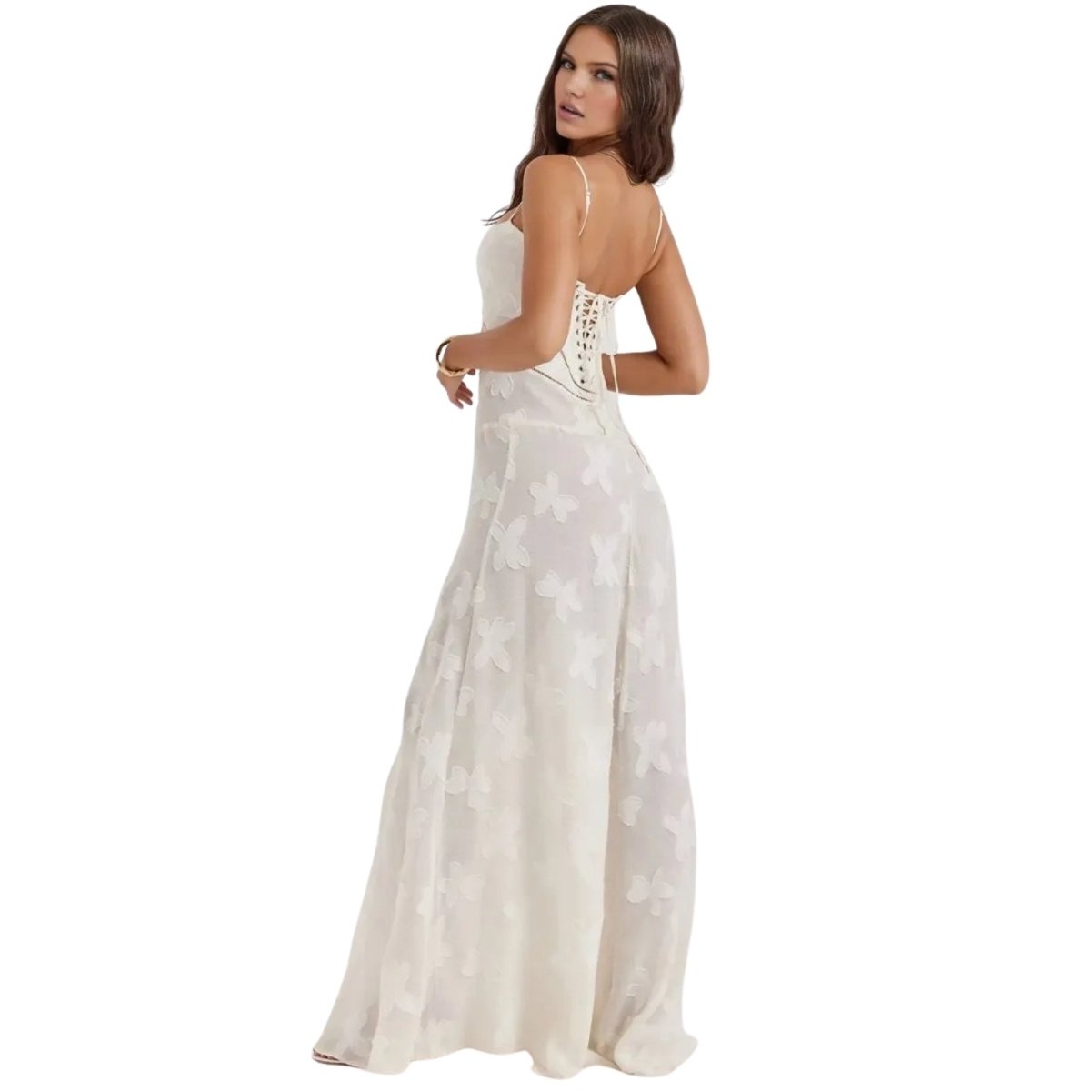 Women’s Corset Maxi Dress with Lace-Up Back