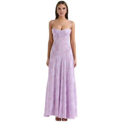 Women’s Corset Maxi Dress with Lace-Up Back
