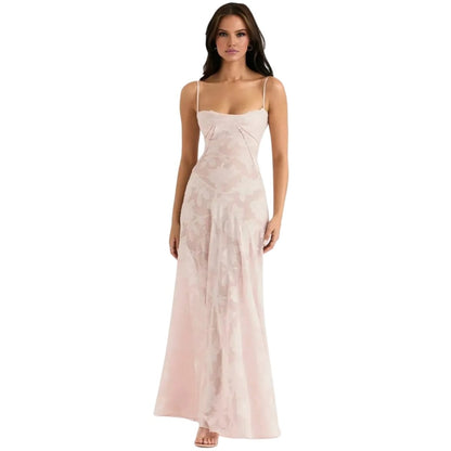 Women’s Corset Maxi Dress with Lace-Up Back