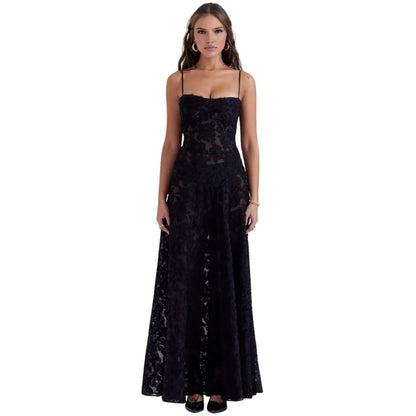 Women’s Corset Maxi Dress with Lace-Up Back