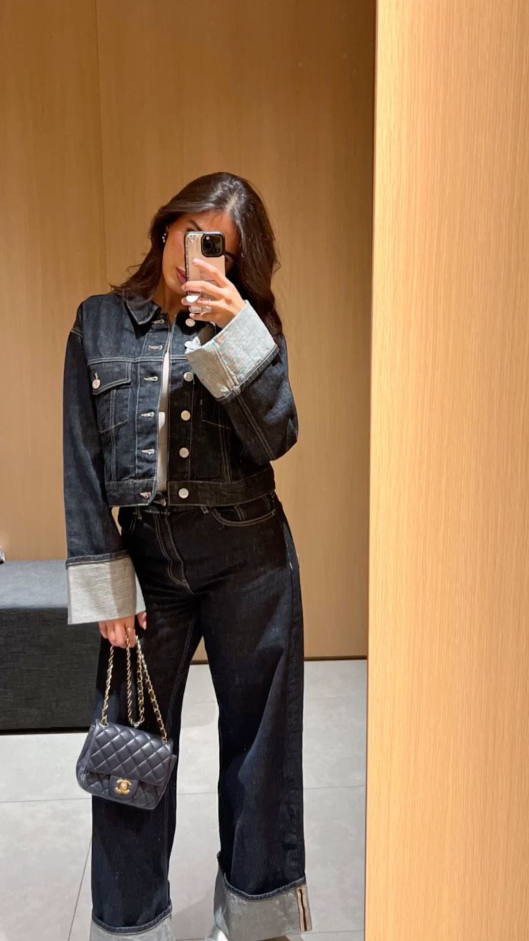 Women’s Cropped Denim Jacket Wide Leg Jeans Set