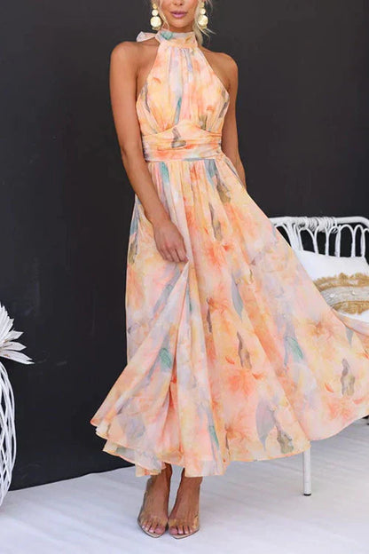 Women’s Halter Neck Floral Maxi Dress