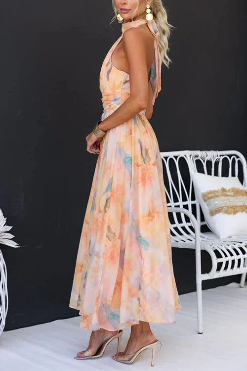 Women’s Halter Neck Floral Maxi Dress