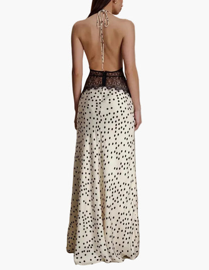 Women’s Halter Neck Polka Dot Maxi Dress