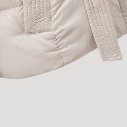 Women’s winter puffer jacket with hood and belt