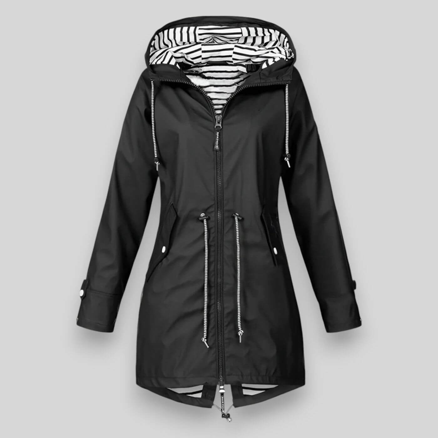 Women’s hooded long jacket zip front
