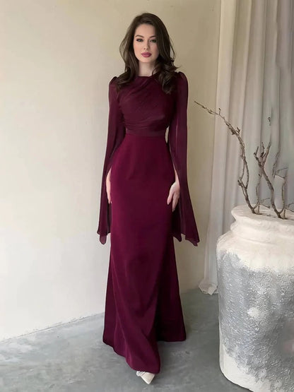 Women’s Long Sleeve Cape Maxi Dress