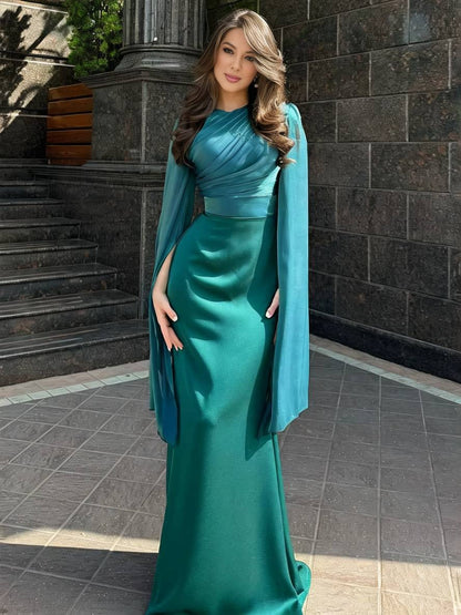 Women’s Long Sleeve Cape Maxi Dress