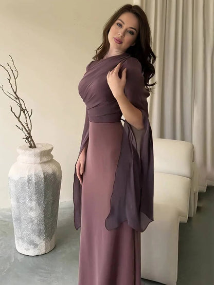 Women’s Long Sleeve Cape Maxi Dress