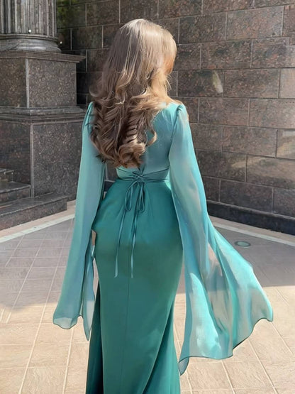 Women’s Long Sleeve Cape Maxi Dress