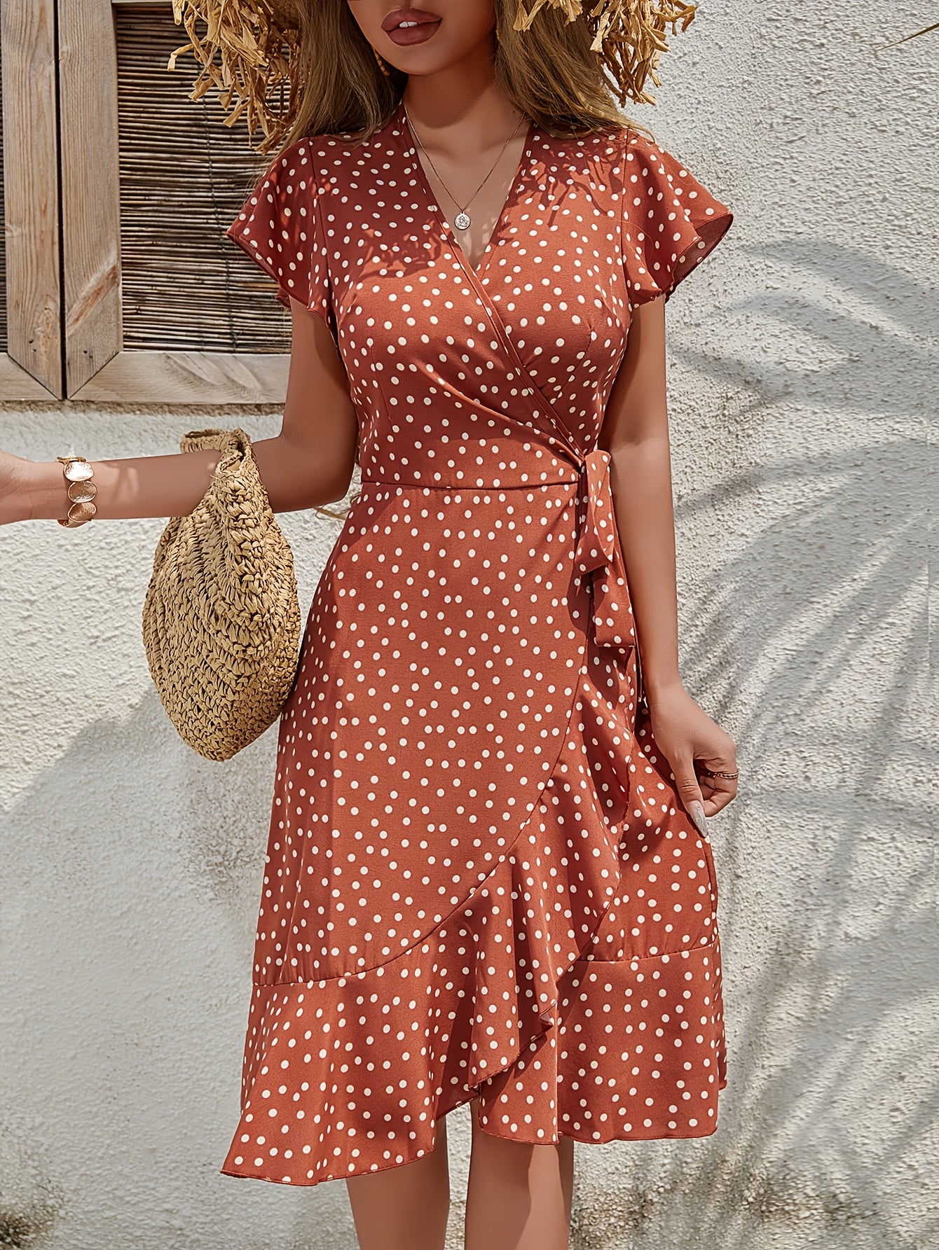 Women’s Midi Wrap Dress Polka Dot