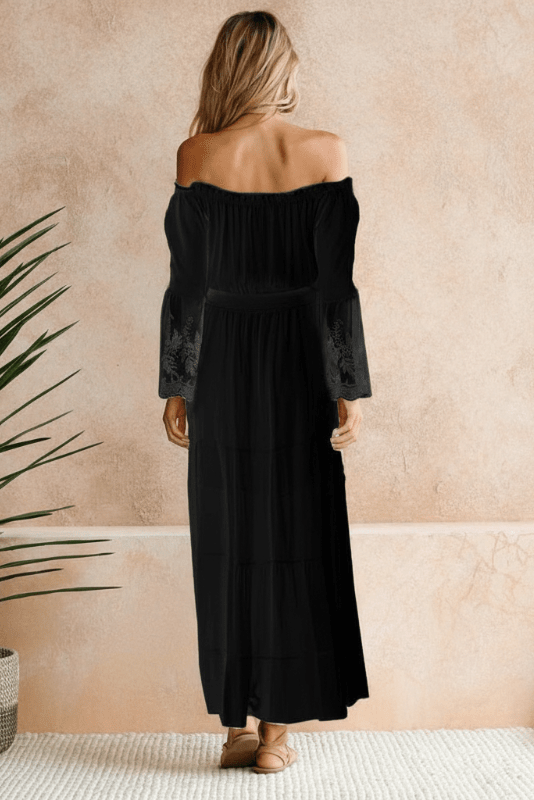 Women’s Off Shoulder Maxi Dress with Long Sleeves