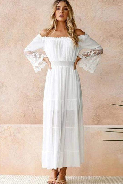 Women’s Off Shoulder Maxi Dress with Long Sleeves