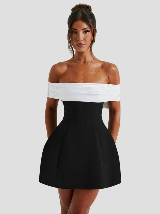 Women’s Off Shoulder Mini Dress with Bow Detail