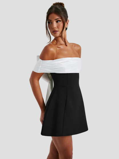 Women’s Off Shoulder Mini Dress with Bow Detail