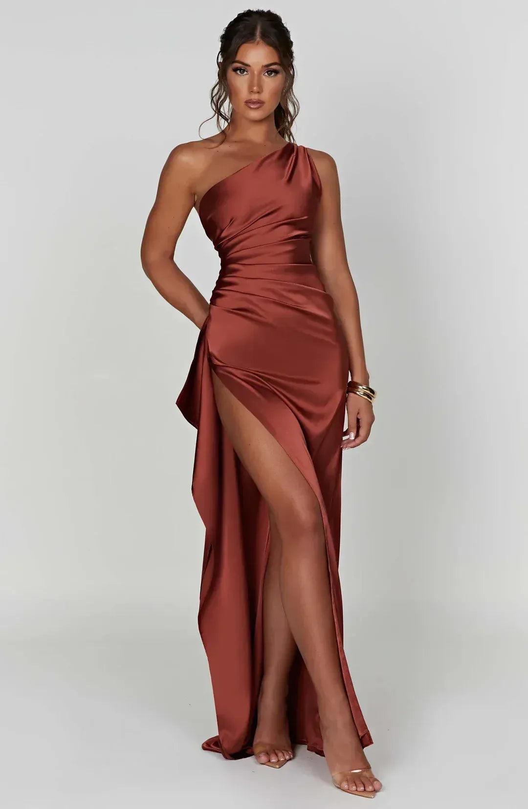 Women’s One-Shoulder Slit Maxi Dress