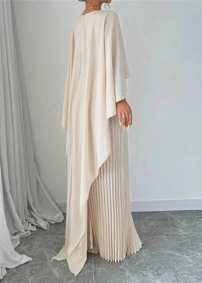 Women’s Pleated Cape Maxi Dress