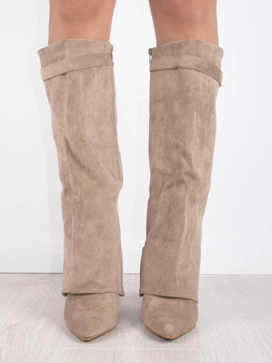 Women’s Pointed Toe Buckle Knee-High Boots