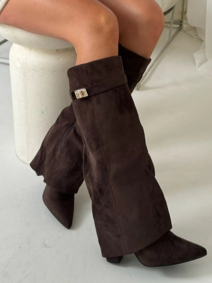 Women’s Pointed Toe Buckle Knee-High Boots