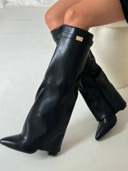 Women’s Pointed Toe Buckle Knee-High Boots
