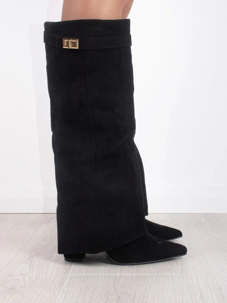 Women’s Pointed Toe Buckle Knee-High Boots