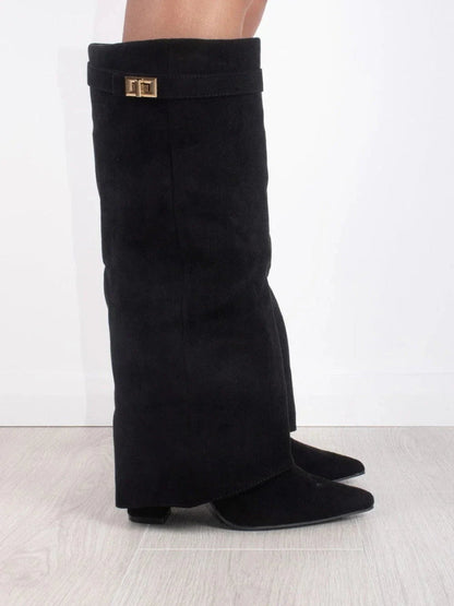 Women’s Pointed Toe Buckle Knee-High Boots