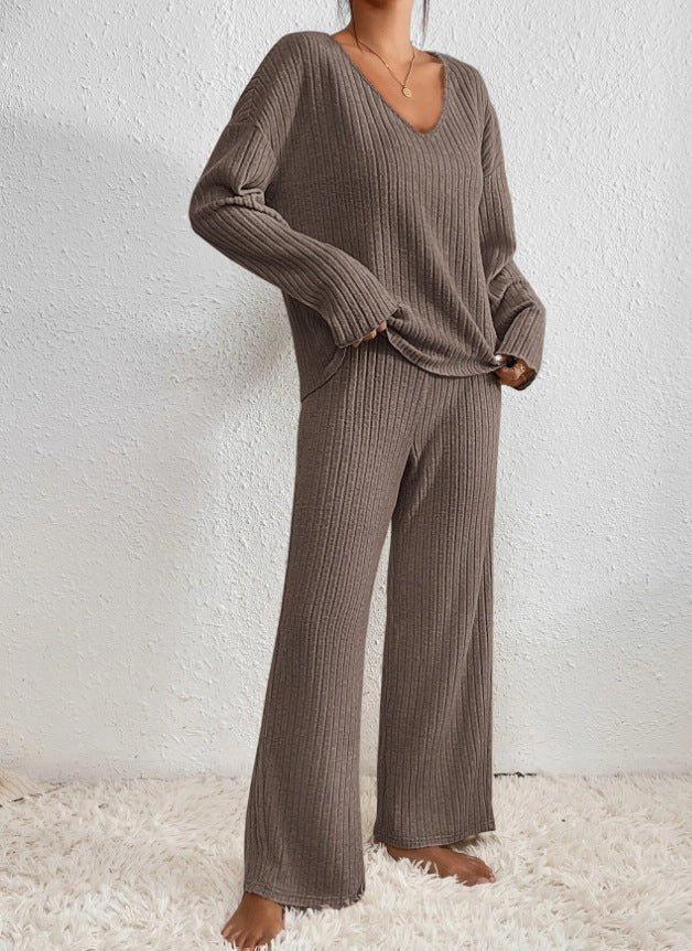 Women’s Ribbed V Neck Lounge Set