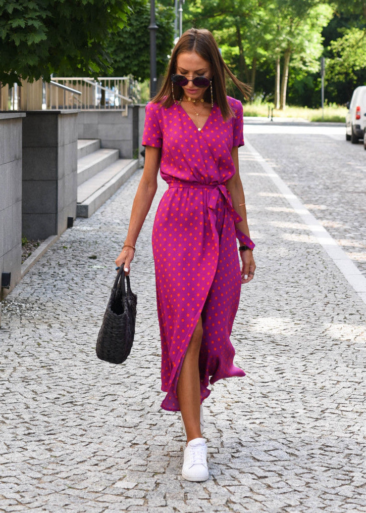 Women’s Short Sleeve Wrap Maxi Dress