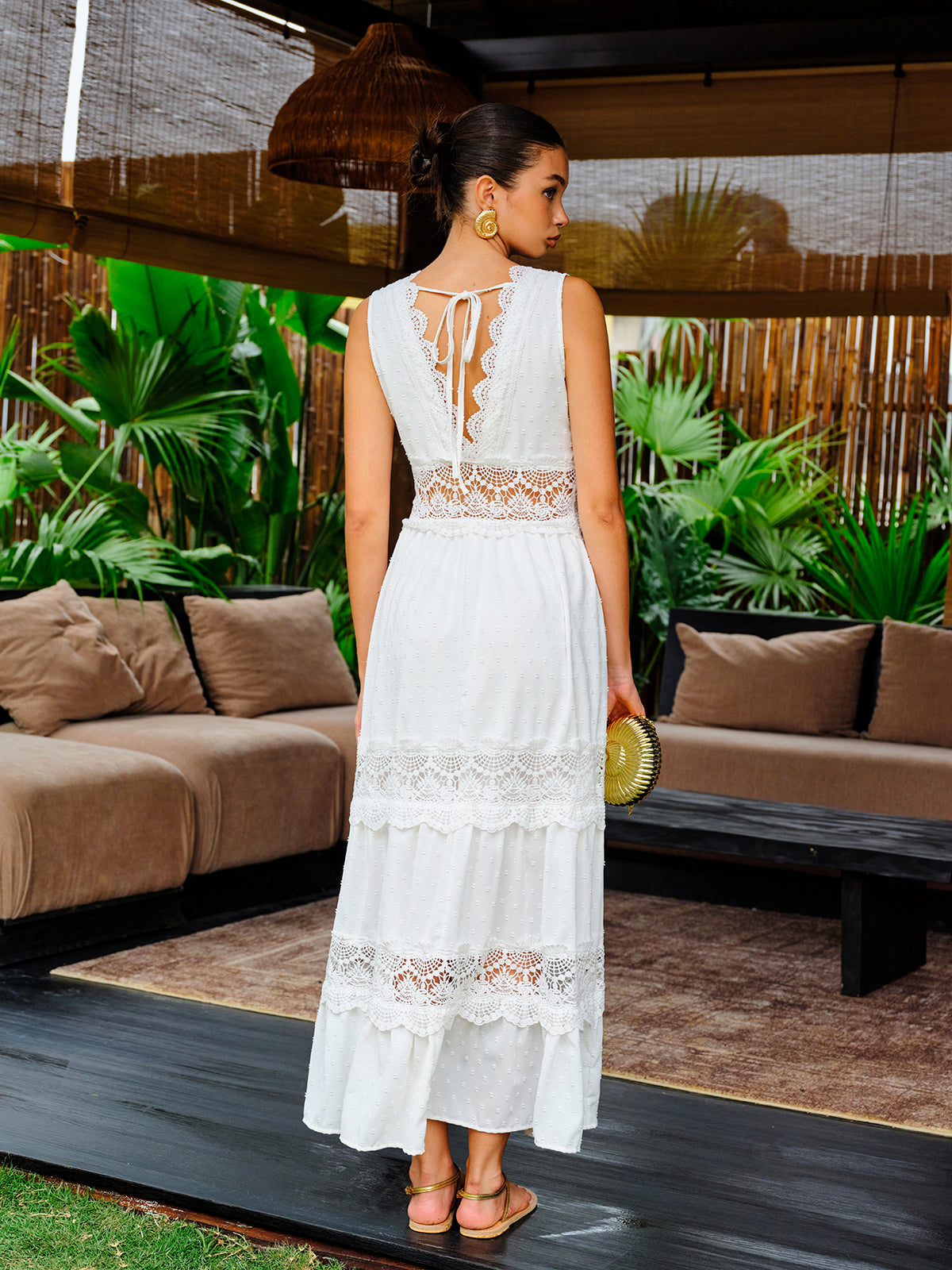 Women’s Sleeveless Lace Maxi Dress