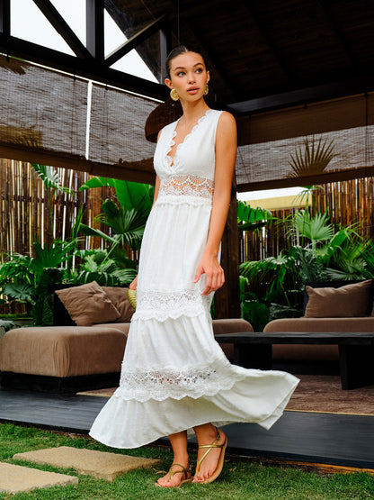 Women’s Sleeveless Lace Maxi Dress
