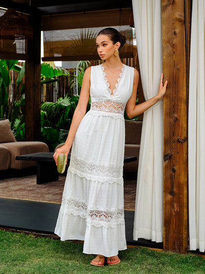 Women’s Sleeveless Lace Maxi Dress