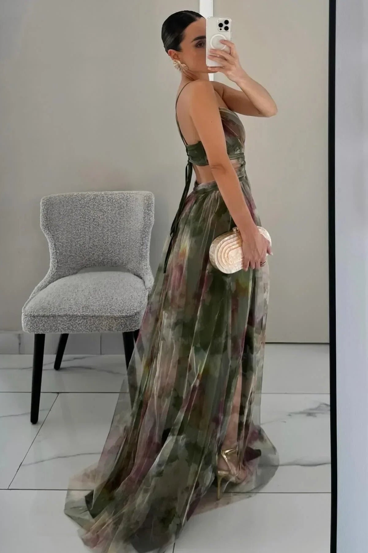 Women’s Sleeveless Maxi Dress with Cut Out Detail