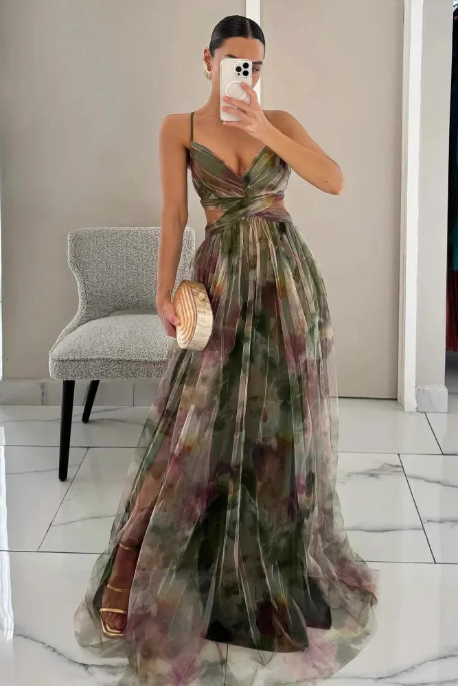 Women’s Sleeveless Maxi Dress with Cut Out Detail