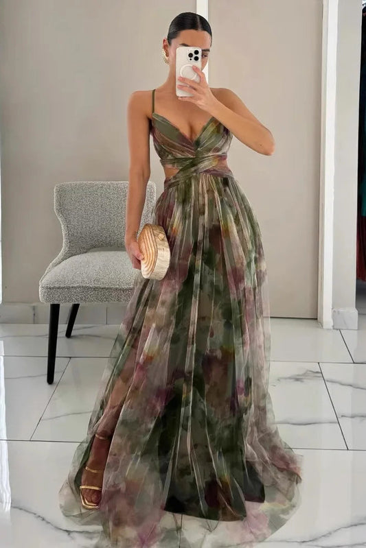 Women’s Sleeveless Maxi Dress with Cut Out Detail