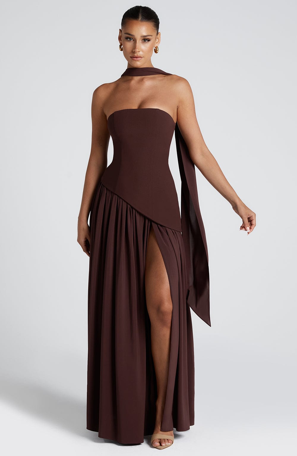 Women’s Strapless Maxi Dress with High Slit